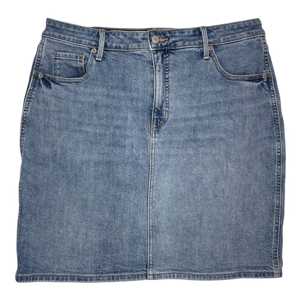 Old Navy Extra High Waisted Jean Light Washed Denim Mini Skirt Size 16